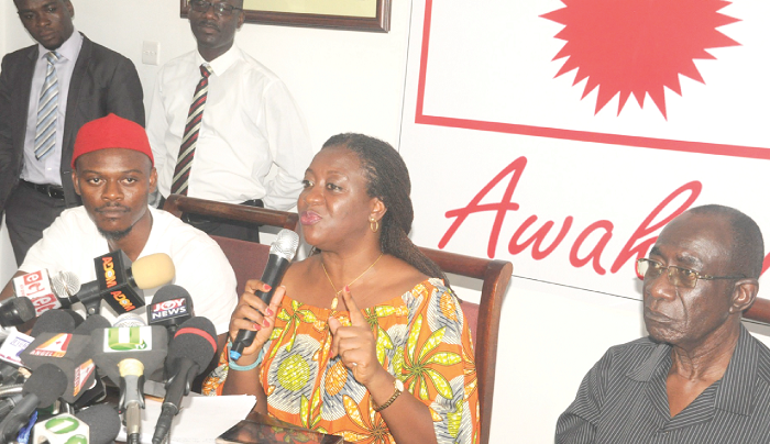Ms Brigette Dzogbenuku (middle), PPP Vice Presidential aspirant addressing the media at a press conference in Accra.Those with her are Mr Mike Eghan (right), Chairman of the Advisory Council of the PPP and Mr Murtala Mohammed, the National Secretary of the PPP. Picture: GABRIEL AHIABOR Ms Brigette Dzogbenuku (middle), PPP Vice Presidential aspirant addressing the media at a press conference in Accra.Those with her are Mr Mike Eghan (right), Chairman of the Advisory Council of the PPP and Mr Murtala Mohammed, the National Secretary of the PPP. Picture: GABRIEL AHIABOR